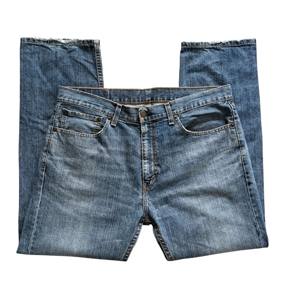 Levi’s 505 Straight Leg Classic Ripped Knee Cotton Blue Jeans Men’s Size 36 x 30